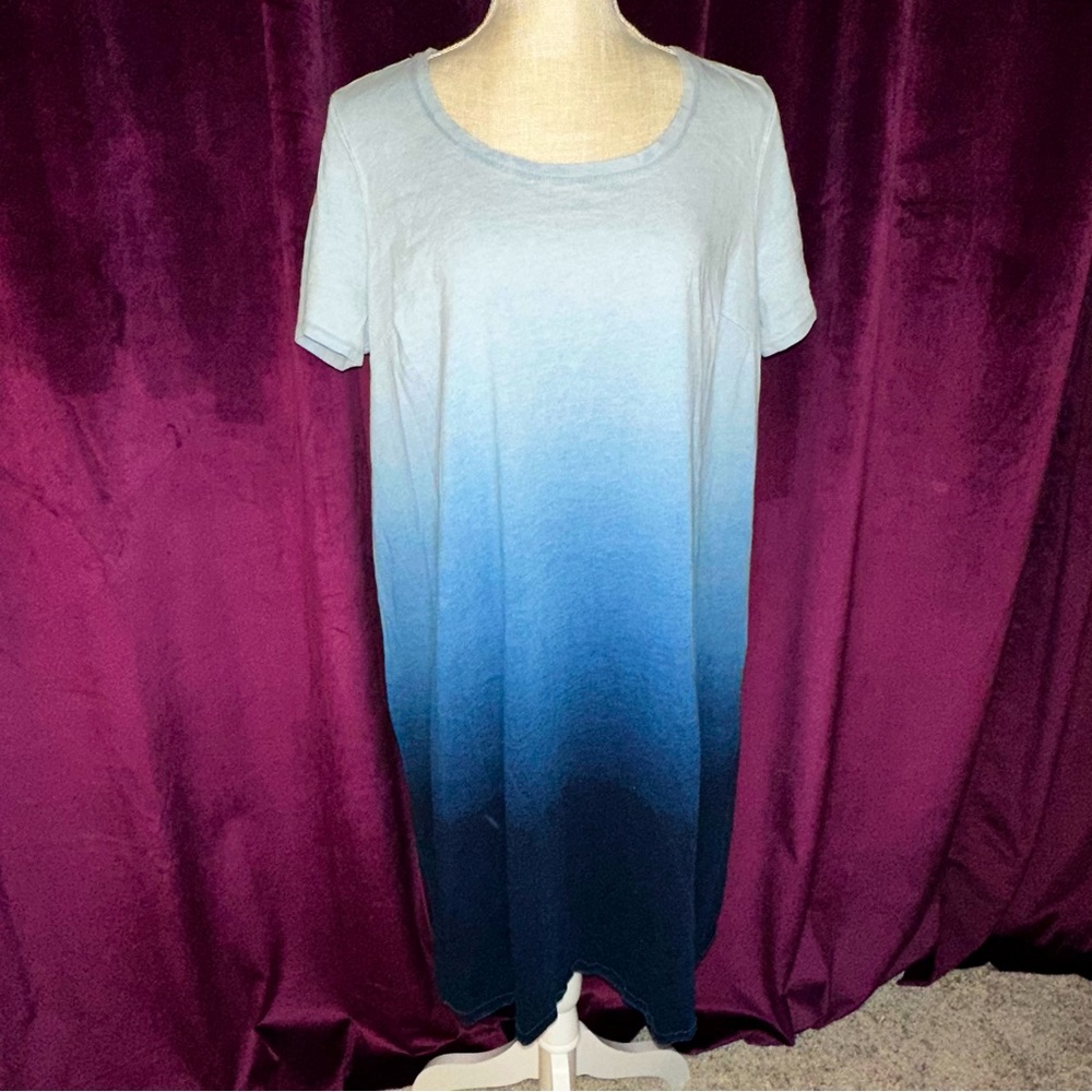 Blue Ombré T-Shirt Dress, 1X